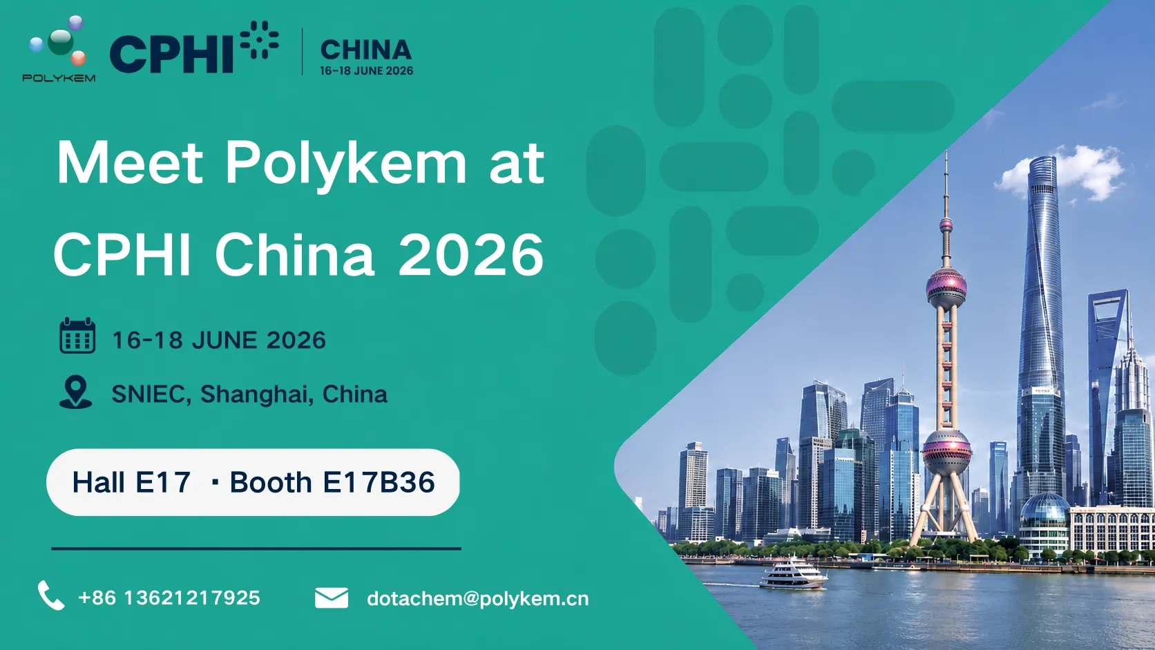 Polykem exibirá na CPHI e PMEC China 2026